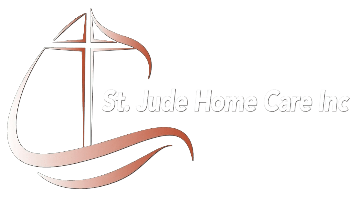 A green background with the words st. Jude home care written in white